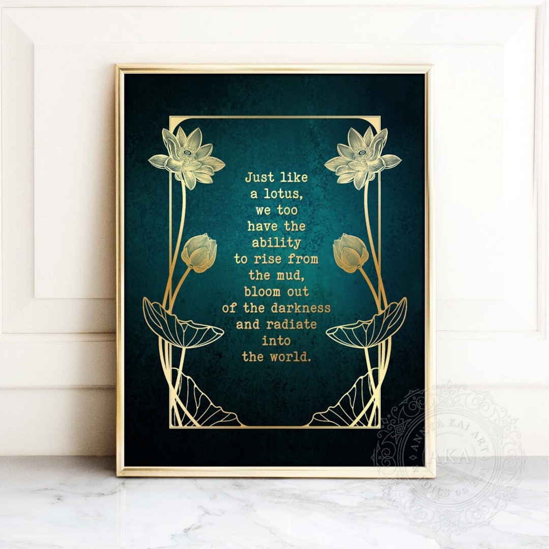 Gold Foil Buddha Lotus Art Print: Inspirational Quote, Framed Option - Etsy
