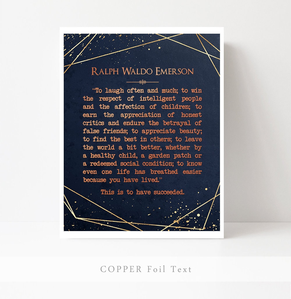 Emerson Success Quote Print: Metallic Foil Inspirational Wall Art - Etsy