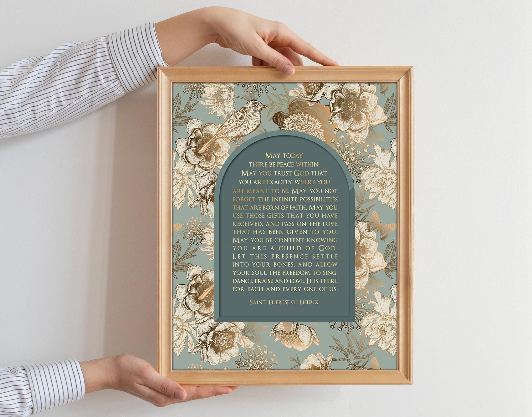 St Therese of Lisieux Gold Foil Print: May Today There Be Peace Within ...