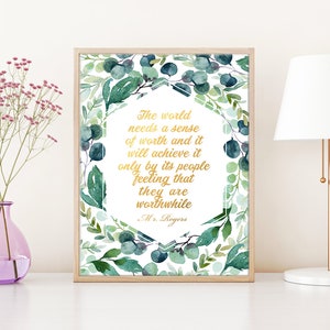 Social Worker Gift Inspirational Quote Social Work Office Decor Mr Rogers Quote Floral Typography Print, Therapist Gift Motivational Art image 7