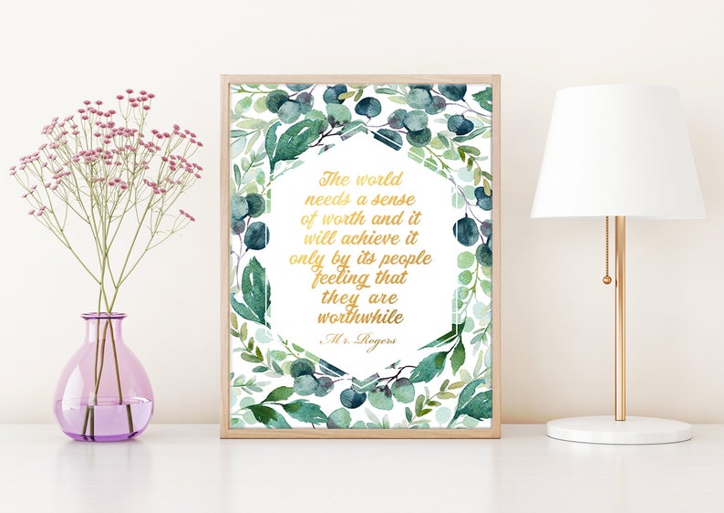 Social Worker Gift Inspirational Quote Social Work Office Decor Mr Rogers Quote Floral Typography Print, Therapist Gift Motivational Art image 7