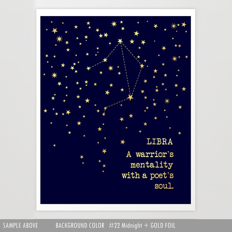 Libra Zodiac Libra Gifts Libra Astrological Gold Foil Print Etsy