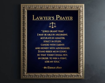 Lawyer Gift - Gifts for Lawyers - Real Gold Foil Print - Lawyer's Prayer by Sir Thomas More - Law Student Gift - Law School Graduation Gift