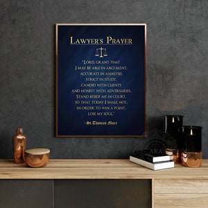 Lawyer Gift Gifts for Lawyers Real Gold Foil Print Lawyer's Prayer by Sir Thomas More Law Student Gift Law School Graduation Gift image 3