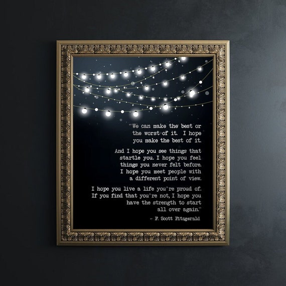 F Scott Fitzgerald Quote - Inspirational Wall Art - Inspirational Quotes - Real Silver Foil Print - Literary Quote - Great Gatsby Wall Art