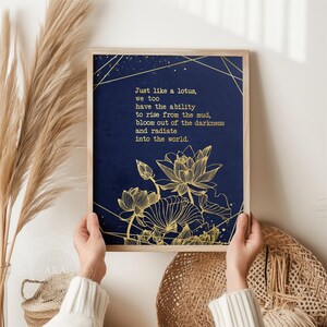 Gold Foil Lotus Flower Print: Inspirational Buddha Quote Wall Art - Etsy