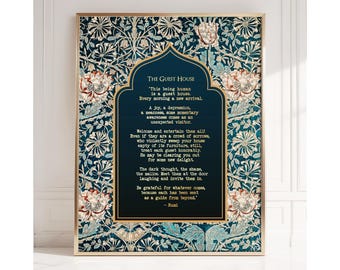 Rumi The Guest House Print: Rumi Poetry Wall Art, William Morris
