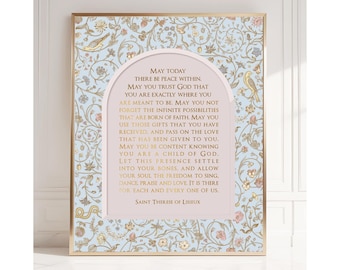 St. Therese of Lisieux Gold Foil Print, Catholic Wall Art