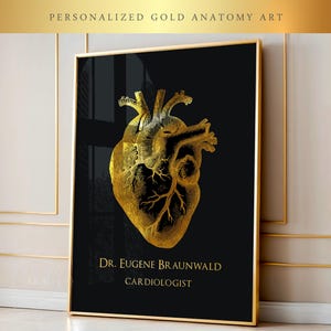 Heart Surgeon Personalized Gold Anatomy Heart - Cardiologist Gift - Heart Specialist Unique Doctor Gift - Customized Gifts for Heart Doctor