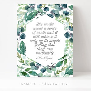 Social Worker Gift Inspirational Quote Social Work Office Decor Mr Rogers Quote Floral Typography Print, Therapist Gift Motivational Art image 5