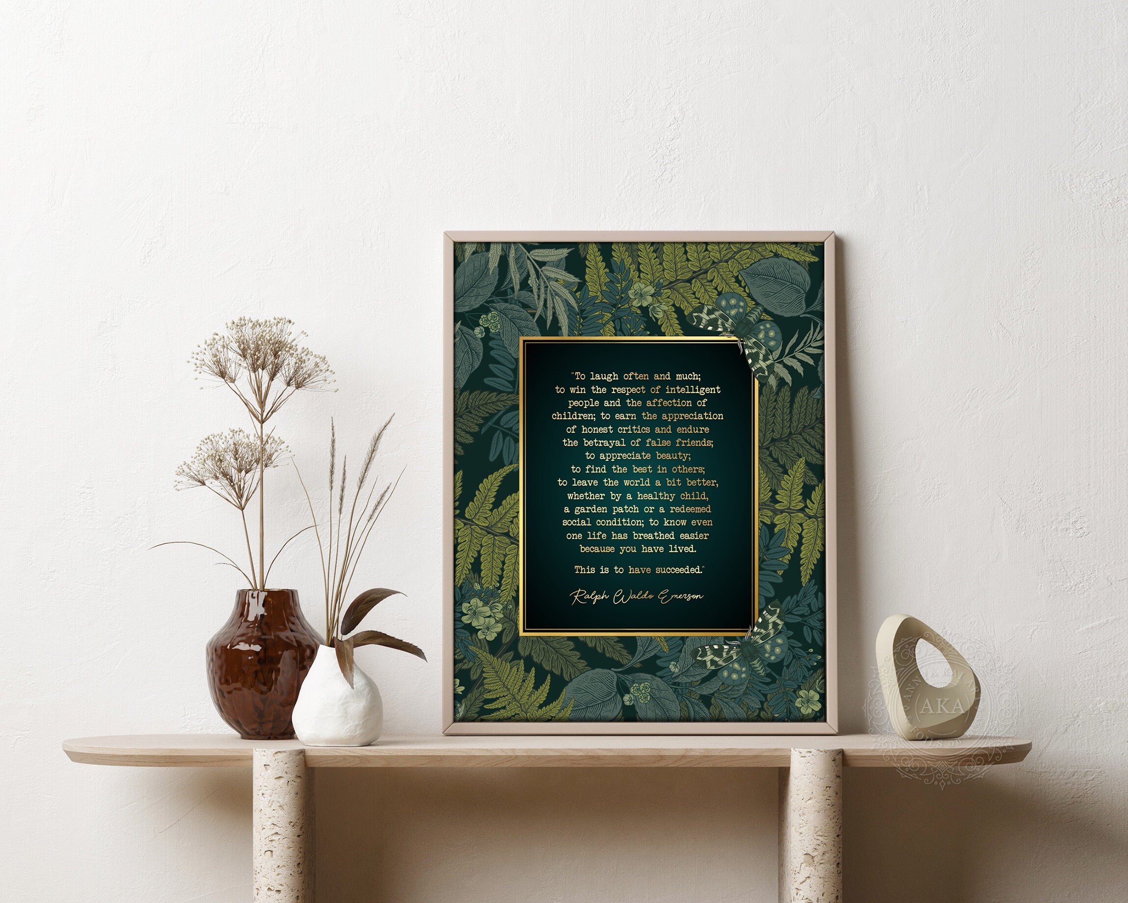 Ralph Waldo Emerson Success Quote Art Print: Gold Foil Inspirational ...