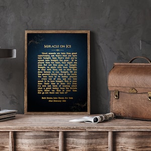 Miracle On Ice Speech - Gold Print on Paper - Herb Brooks Speech, 1980 Miracle Hockey Poster, Russia USA Olympic Hockey Team Manager Gifts image 2
