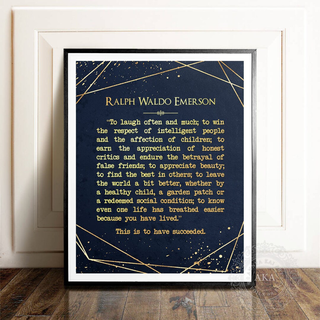 Emerson Success Quote, Inspirational Wall Art, Ralph Waldo Emerson