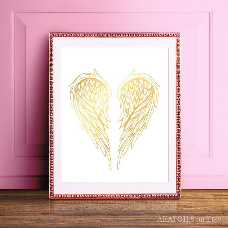 Angel Wings Wall Decor Gold Angel Wings Print Gold Bedroom Etsy