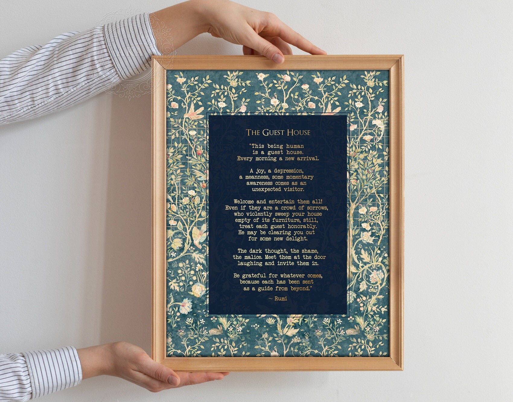 RUMI GUEST HOUSE Framed Print - Gold Lettering - Inspirational Poem ...