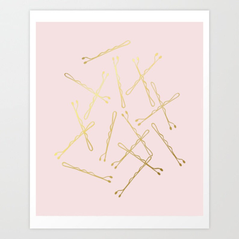 Hair Salon Decor Gold Bobby Pins Gold Foil Print Hair Etsy