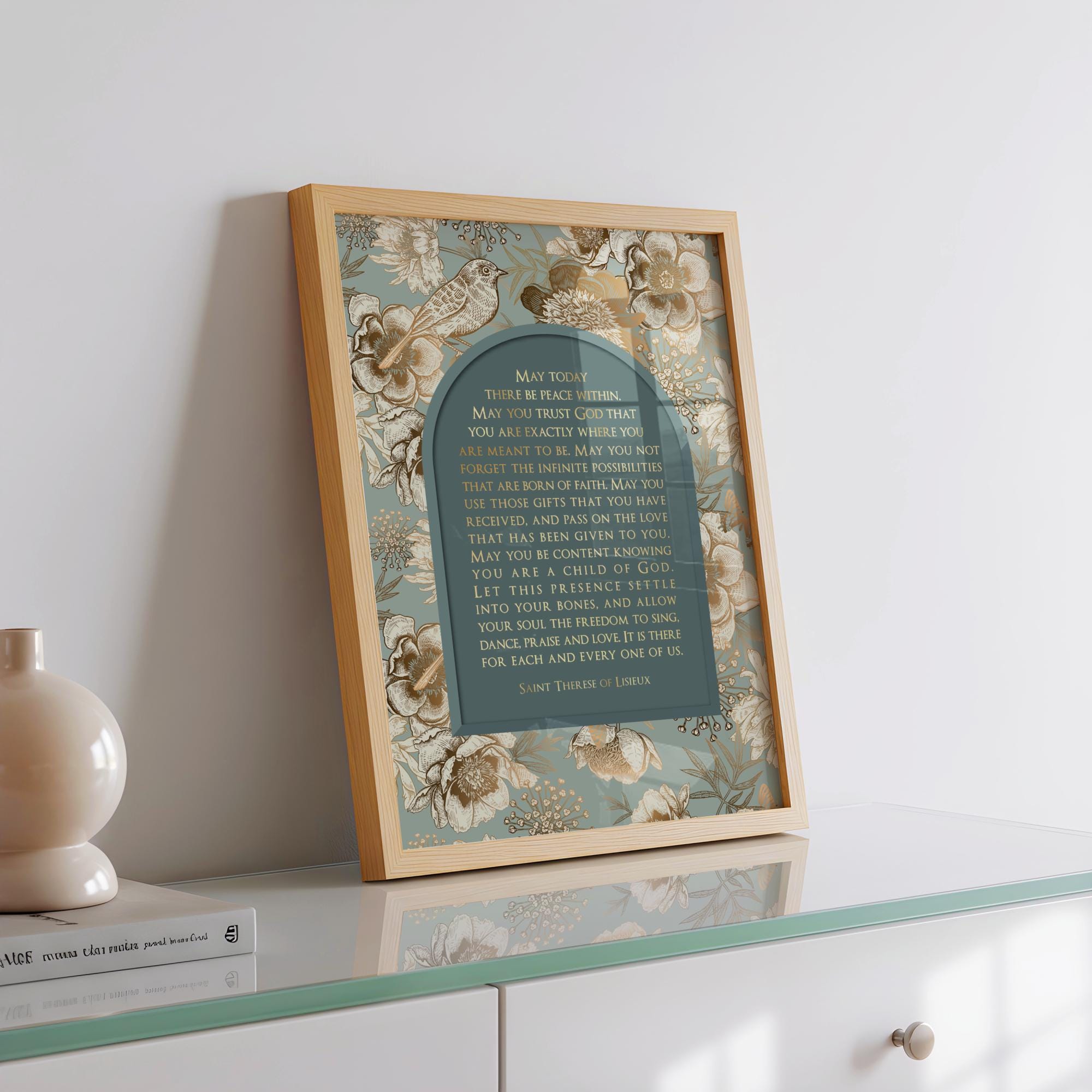 St Therese of Lisieux Gold Foil Print: May Today There Be Peace Within ...