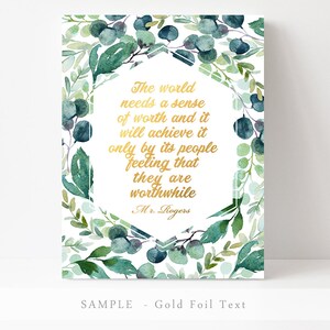 Social Worker Gift Inspirational Quote Social Work Office Decor Mr Rogers Quote Floral Typography Print, Therapist Gift Motivational Art image 4