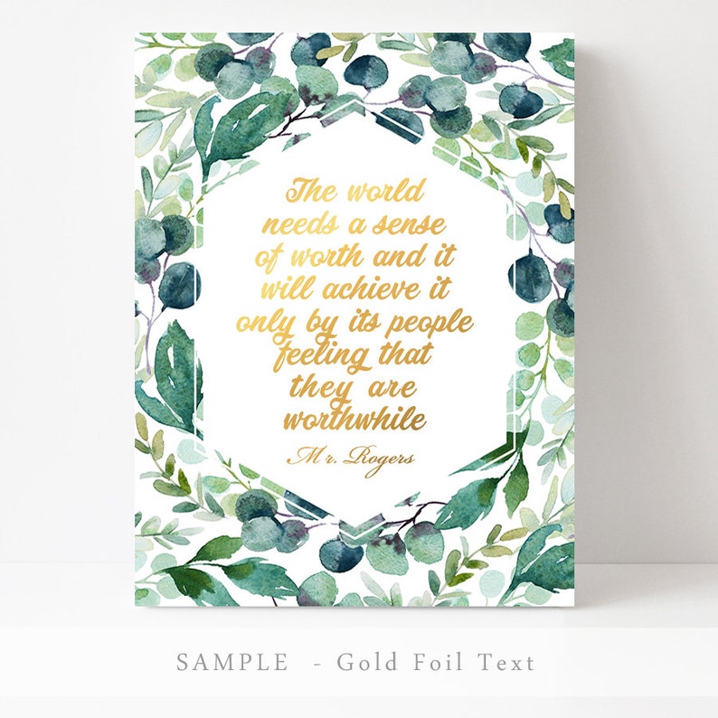 Social Worker Gift Inspirational Quote Social Work Office Decor Mr Rogers Quote Floral Typography Print, Therapist Gift Motivational Art image 4