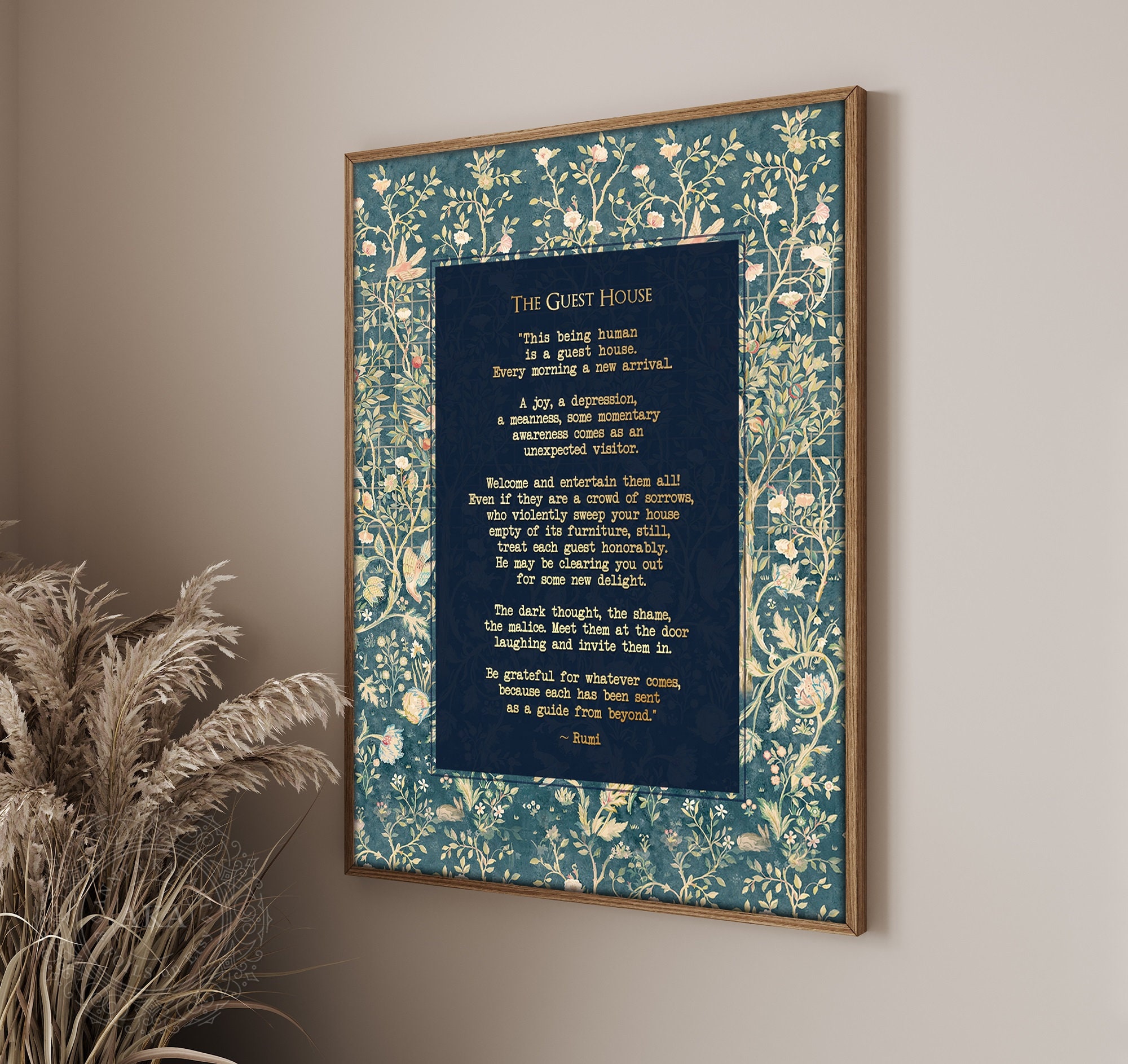 RUMI GUEST HOUSE Framed Print - Gold Lettering - Inspirational Poem ...