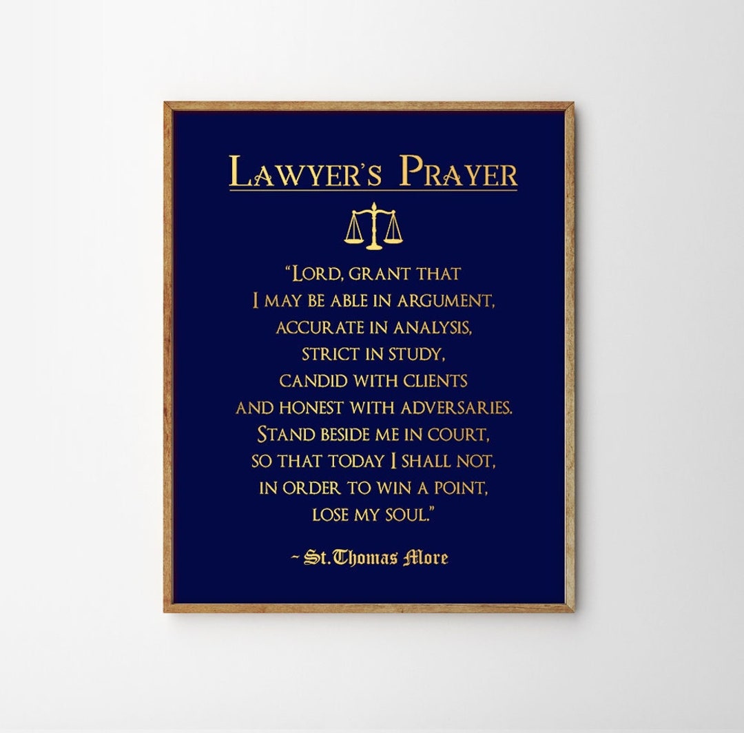 Lawyers Prayer Print FRAMED Lawyer Gift Attorney Gift Foil Print Law