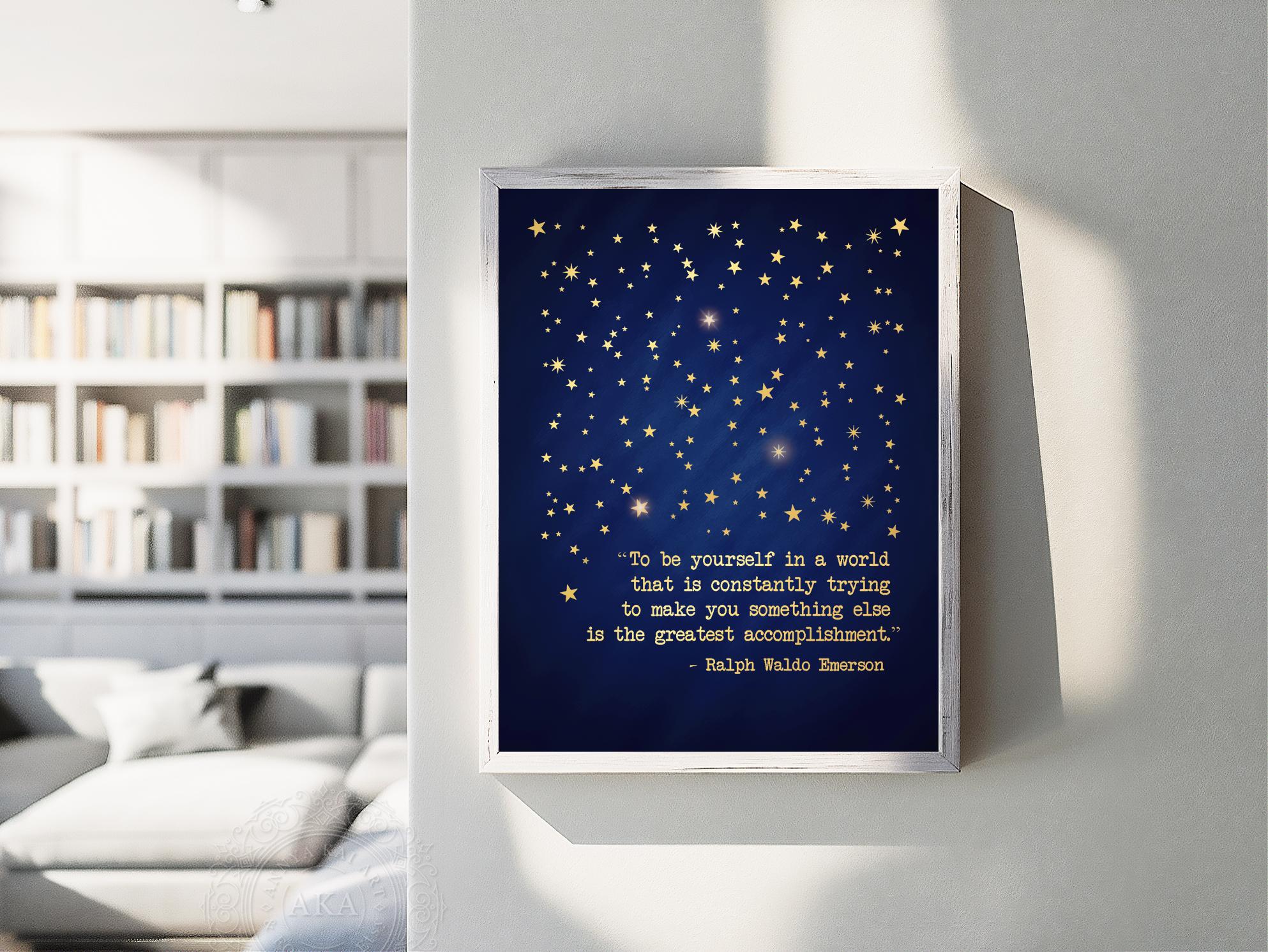 Ralph Waldo Emerson Quote, Gold Foil Print, Be Yourself Inspirational ...