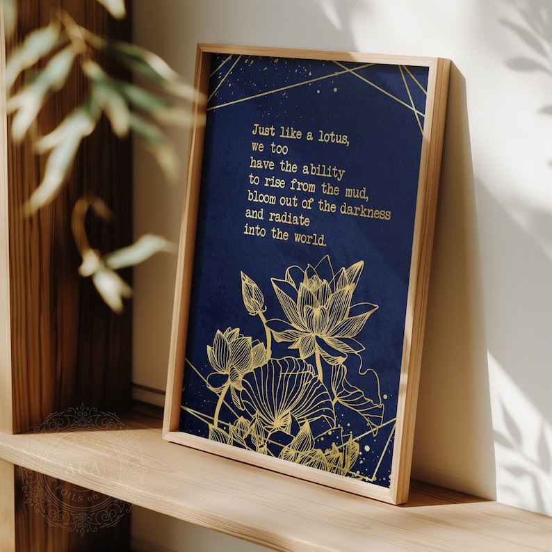 Gold Foil Lotus Flower Print: Inspirational Buddha Quote Wall Art - Etsy