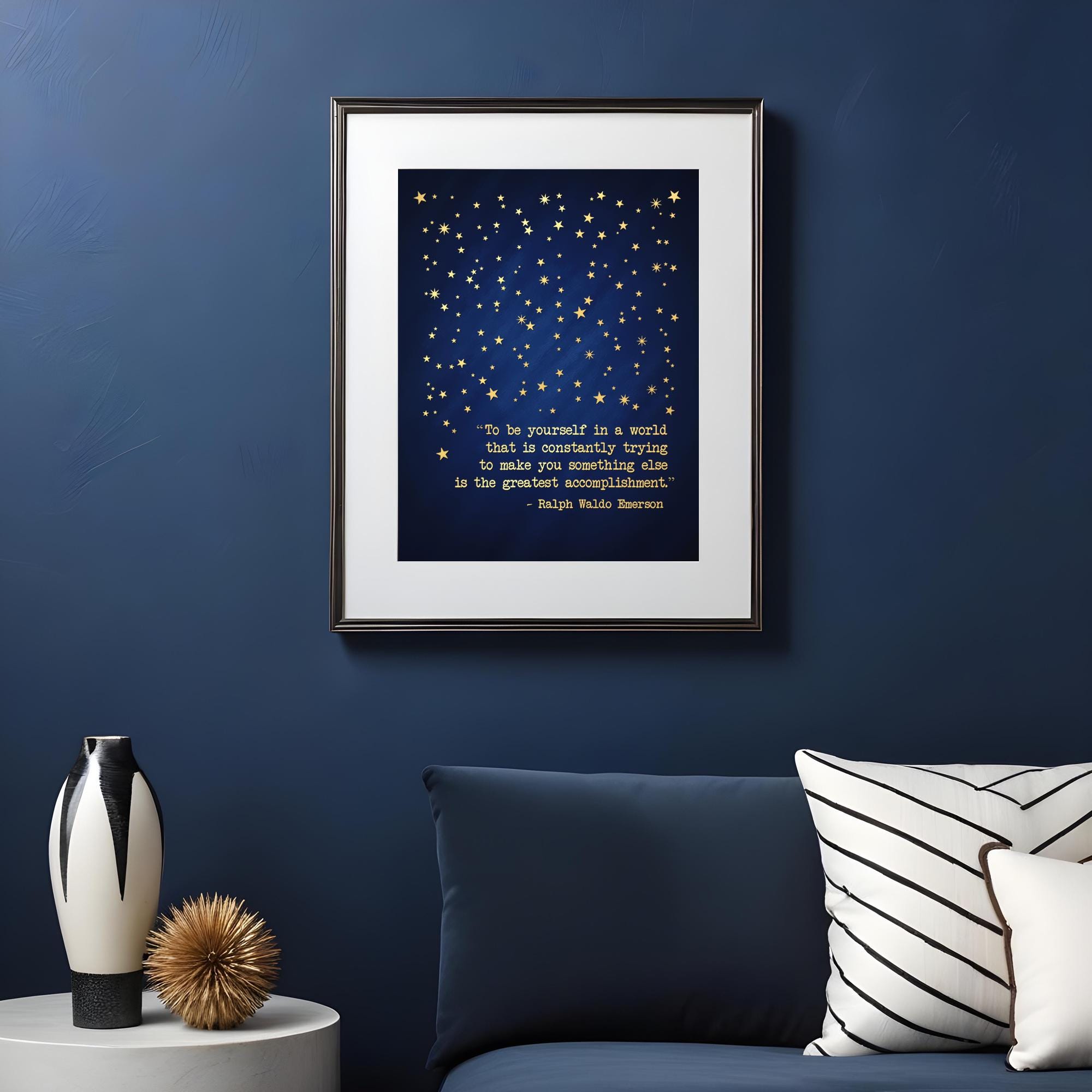 Ralph Waldo Emerson Quote, Gold Foil Print, Be Yourself Inspirational ...