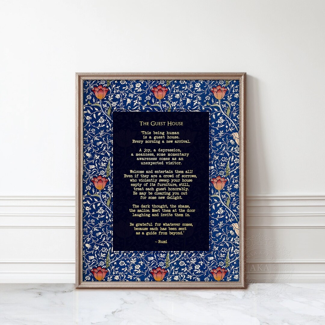 Rumi Poem 'the Guest House' Framed Print: Gold Lettering, William ...
