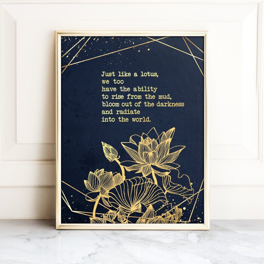 Gold Foil Lotus Flower Print: Inspirational Buddha Quote Wall Art - Etsy