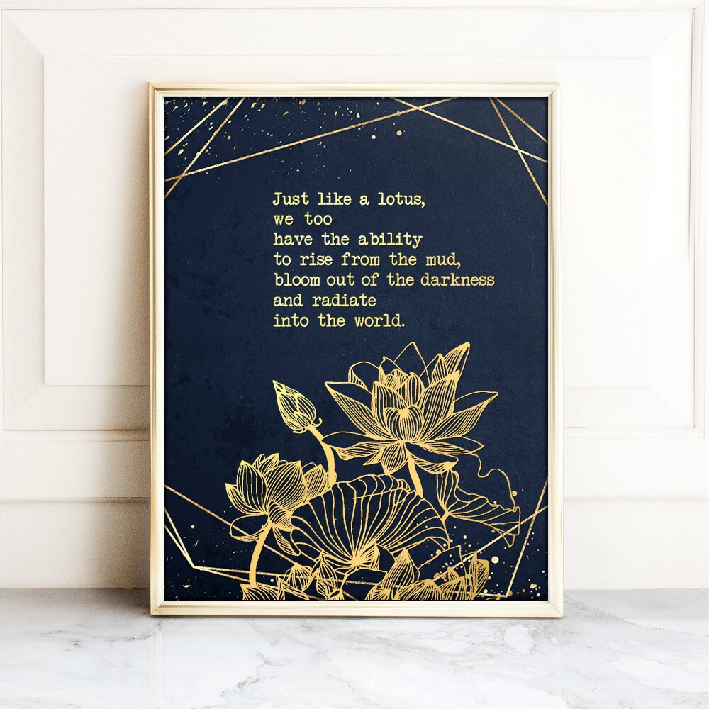Gold Foil Lotus Flower Print: Inspirational Buddha Quote Wall Art - Etsy