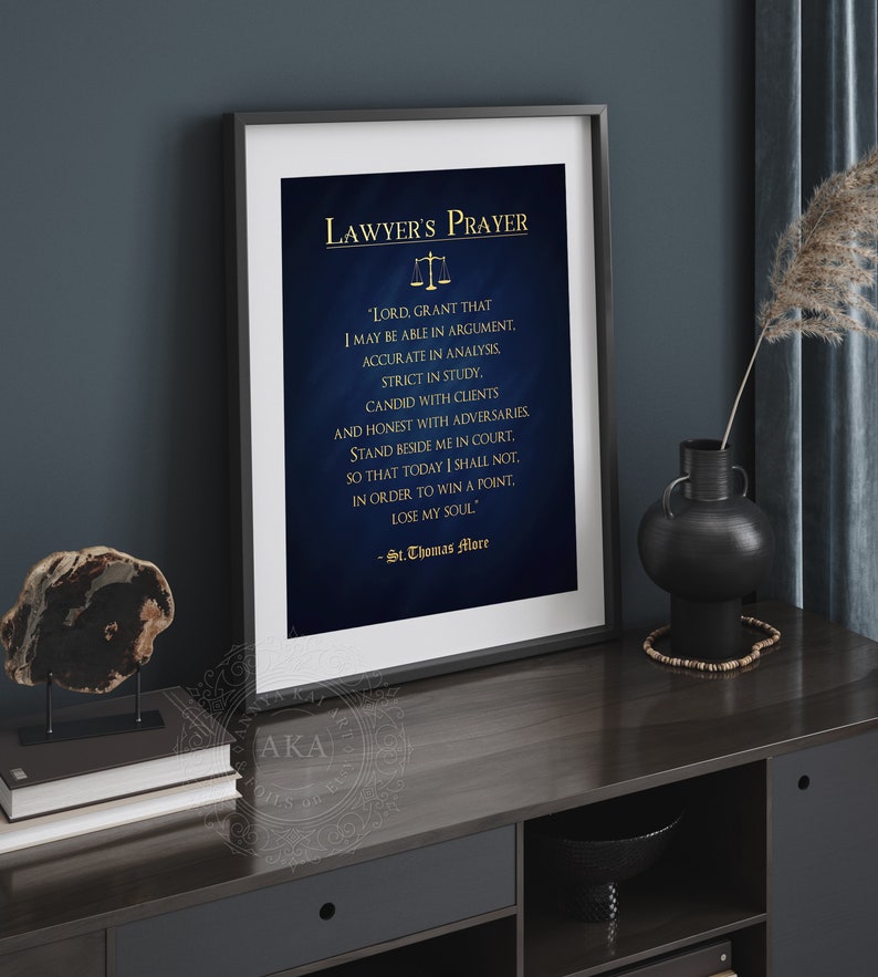 Lawyer Gift Gifts for Lawyers Real Gold Foil Print Lawyer's Prayer by Sir Thomas More Law Student Gift Law School Graduation Gift image 2