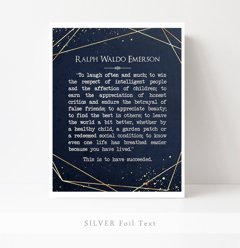 Emerson Success Quote Inspirational Wall Art Ralph Waldo Etsy