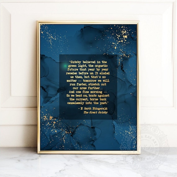 F Scott Fitzgerald Quote Wall Art - Great Gatsby Quote Art Print - Inspirational Wall Art - So We Beat On Boats Against the Current, Daisy