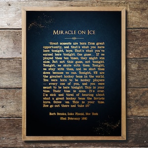 Miracle On Ice Speech - Gold Print on Paper - Herb Brooks Speech, 1980 Miracle Hockey Poster, Russia USA Olympic Hockey Team Manager Gifts image 4