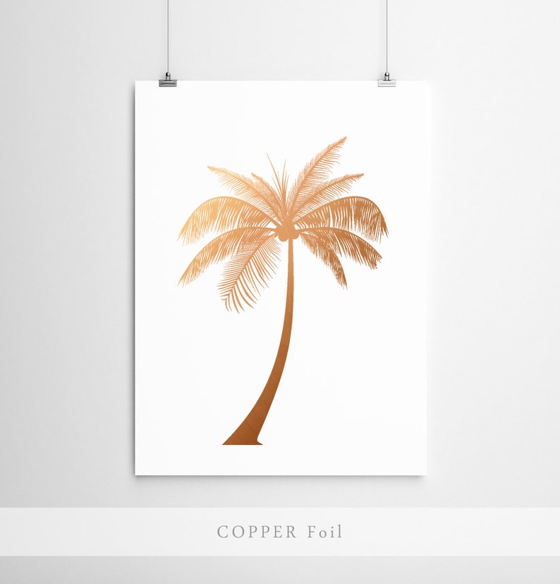 Palm Tree Print Gold Foil Palm Tree Wall Art Tropical Palm Etsy