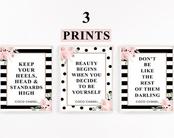 Coco Chanel Set of 3 Printable Wall Art Chanel Quote Fashion 