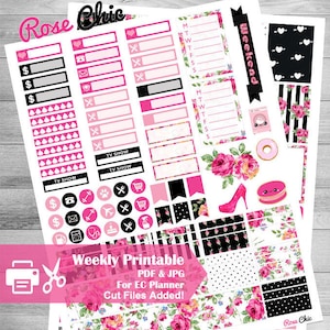 Printable Stickers for Planners, Scrapbooking or Card Making, Valentine  Glam Day Planner Love