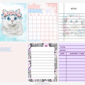 Printable Journaling Karten, 3x4 Pocket Karten für Scrapbooking, Project Life inspirierte Karten, Planer Einsätze, druckbare Notizen Seite/Listen/Katzen