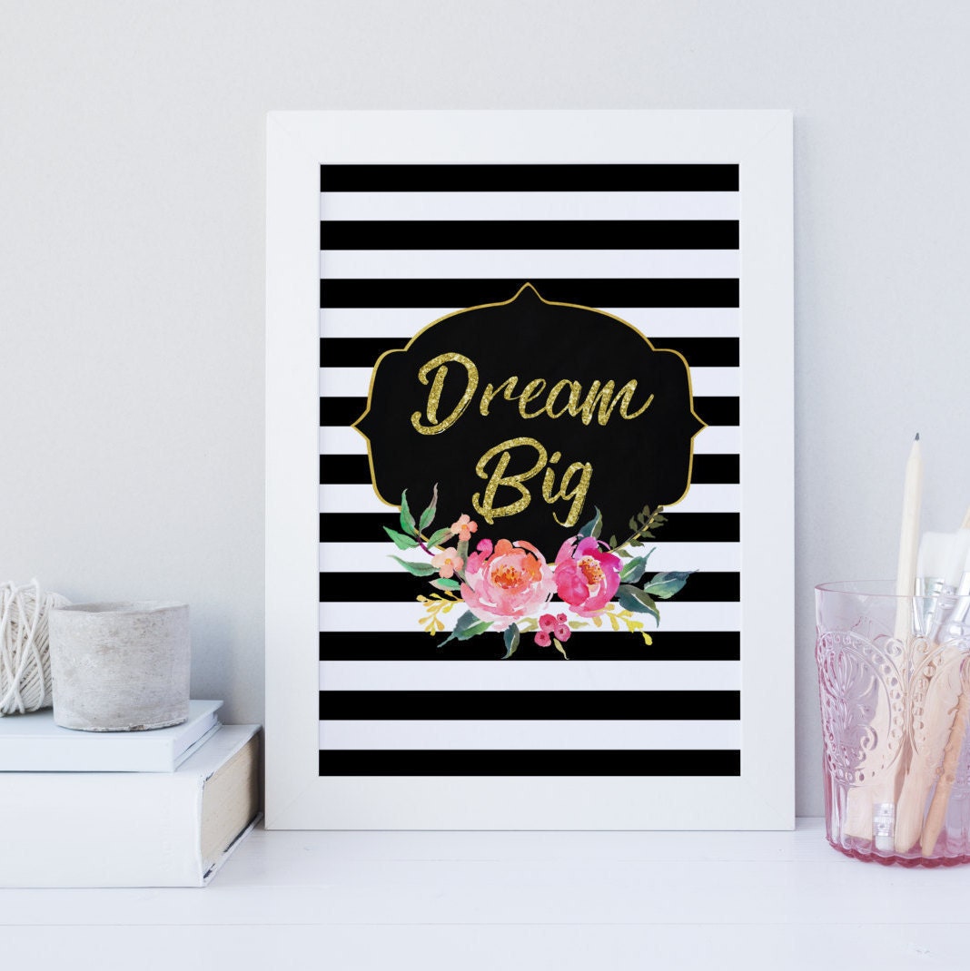 Dream Big Wall Art Printable Dream Big Quote Wall Decor Etsy