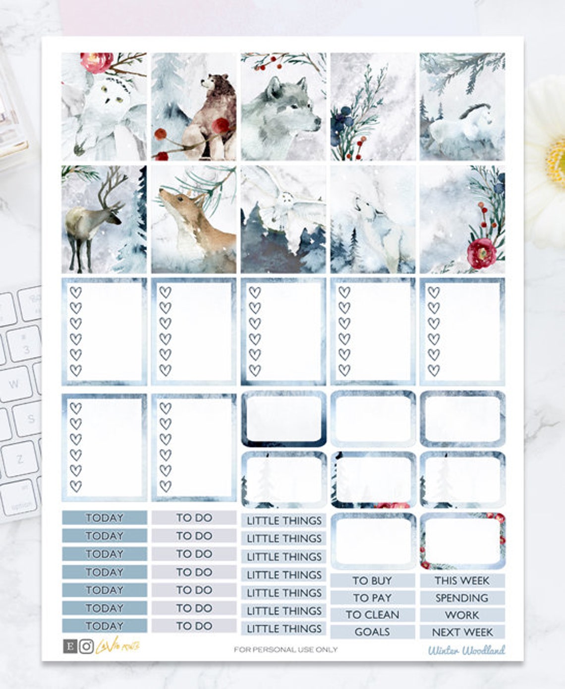 Winter Woodland Weekly Kit Printable Planner Stickers - Winter Weekly ...