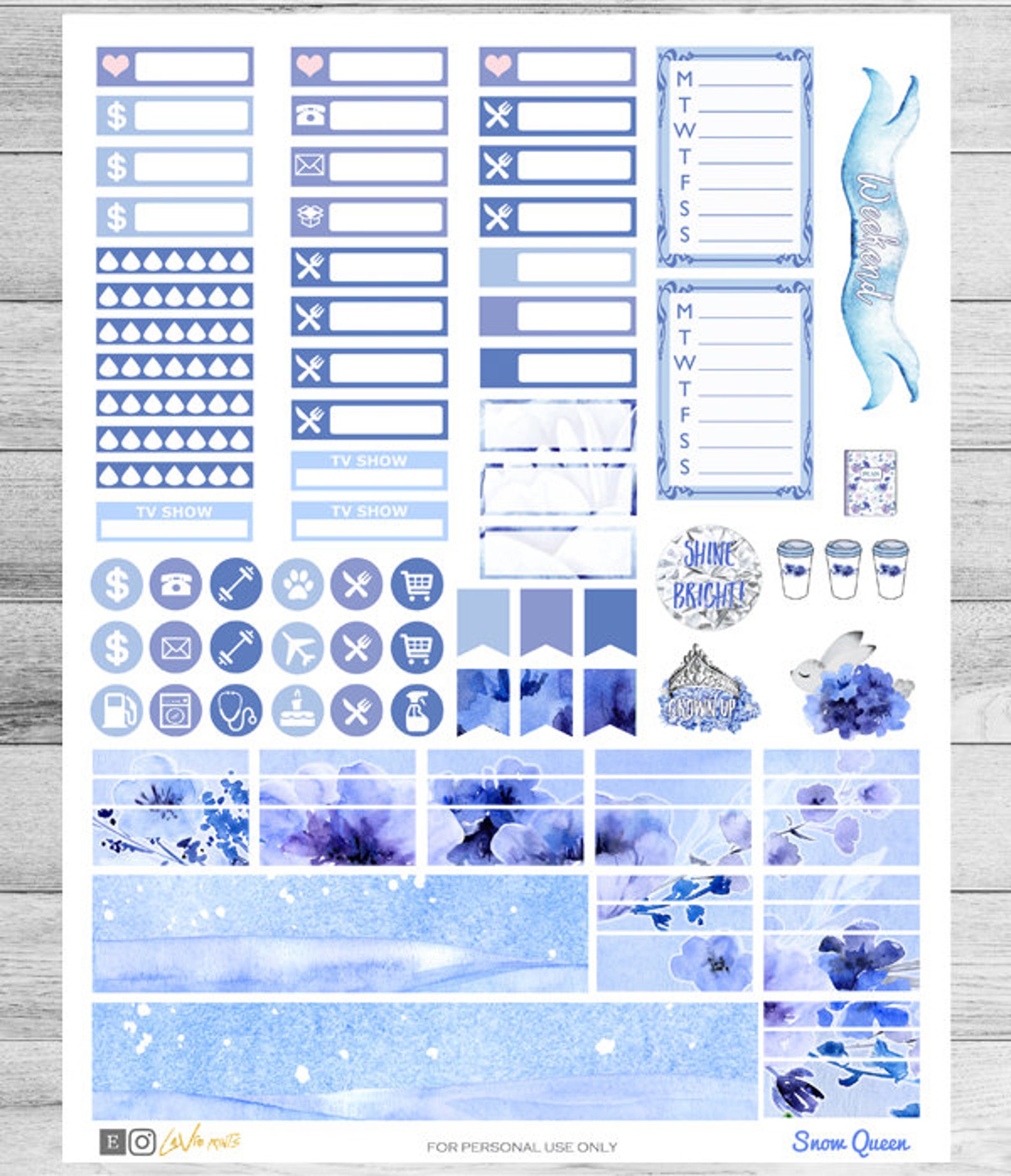 Winter Printable Planner Stickers Use With Erin Condren Snow | Etsy