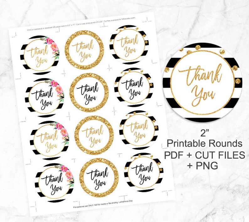Thank You Tags Printable Round Tags Party Printables Cut - Etsy UK