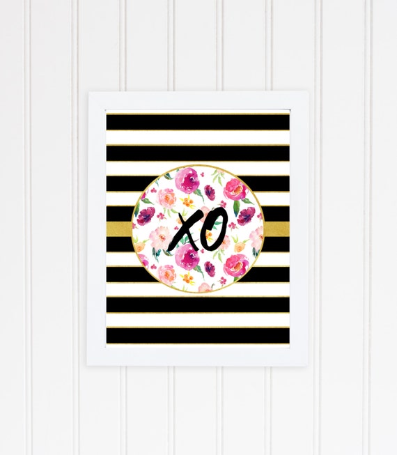 XO Print, Printable Wall Art, Kate Spade Inspired, Chic Print