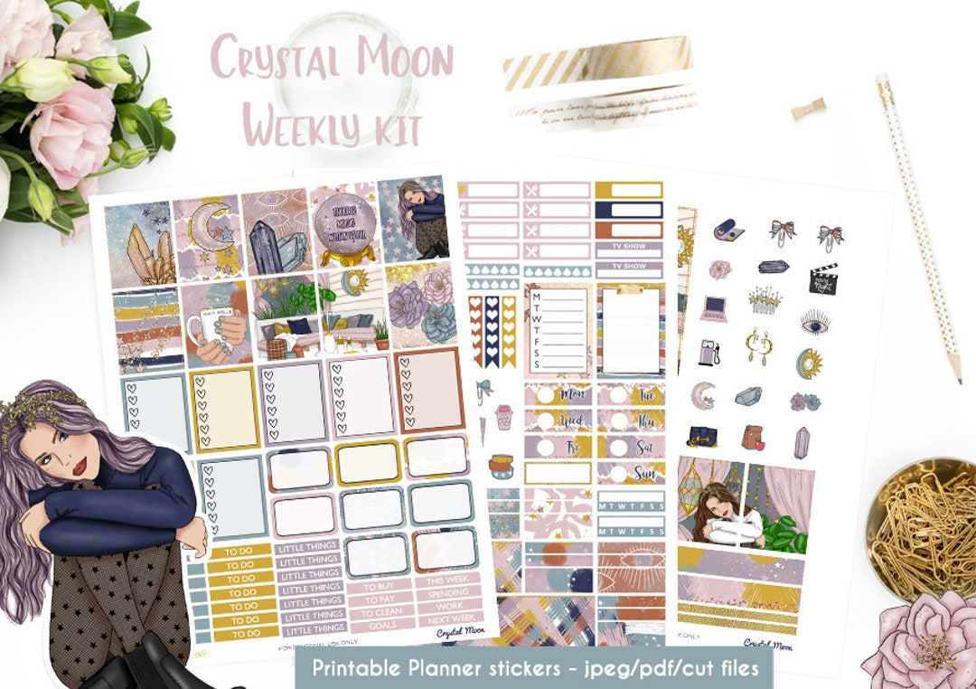 Boho Printable Planner Stickers, Weekly Kit for Erin Condren Planner ...