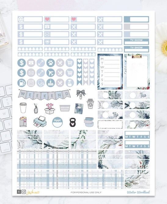 Winter Woodland Weekly Kit Printable Planner Stickers - Winter Weekly ...