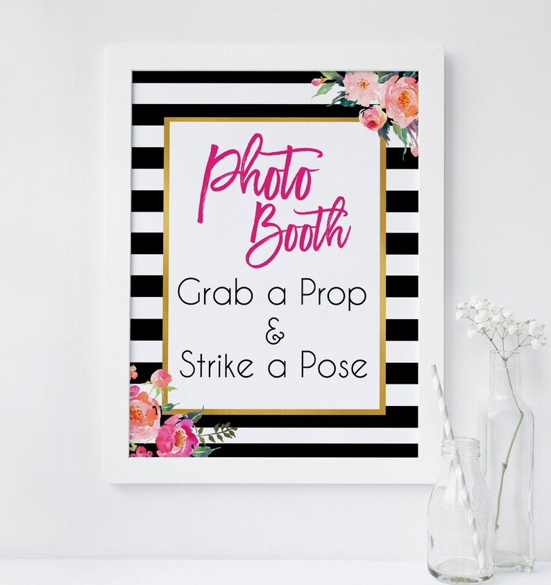 Chic Photo Booth Template Sign Wedding Photo Booth