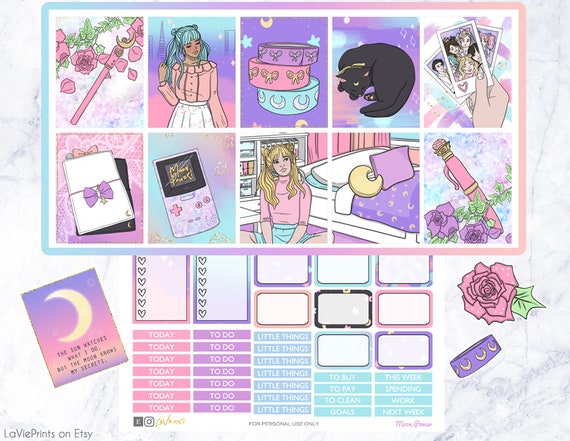 Weekly Kit Printable Planner Stickers Pastel Kawaii Stickers - Etsy