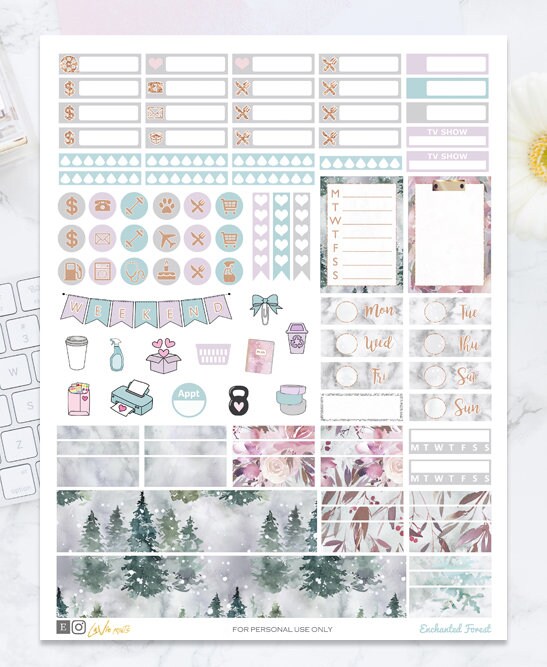 Enchanted Forest Weekly Kit Printable Planner Stickers - Woodland ...