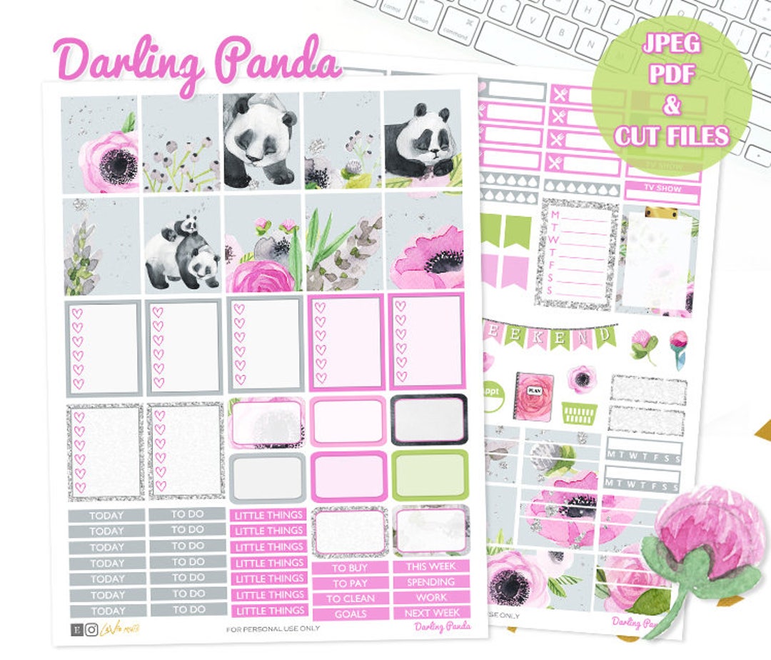 Panda Planner Stickers Printable Weekly Kit Animal Stickers Etsy